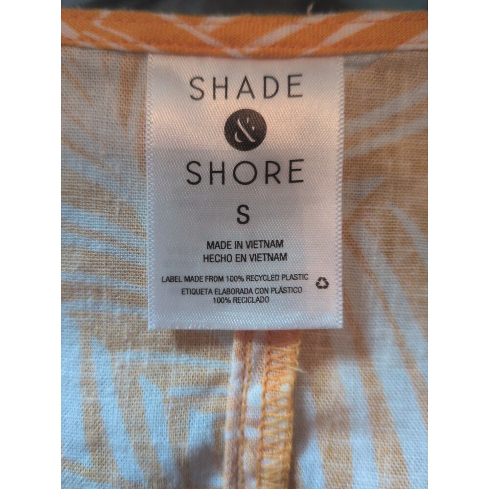 Shade & Shore Crop Top Tie Front Palm Gold. Tie Under Bust Or Waist - Picture 6 of 10
